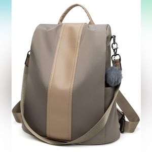 Backpack Waterproof Nylon Anti-theft Rucksack Lightweight Shoulder Bag Khaki L